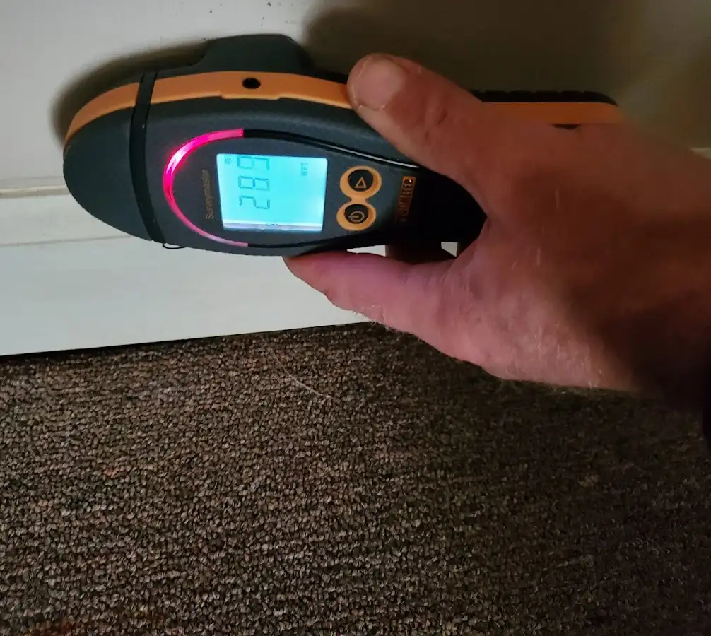 Moisture detection at baseboard during Burst Pipe Cleanup in Rancho Cordova